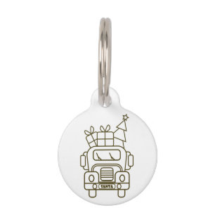 Placa Para Mascotas Vista frontal del camión de Navidades de esquema