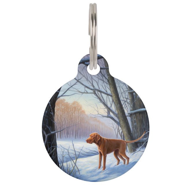 Placa Para Mascotas Vizla Deja que nieve Navidad (Anverso)
