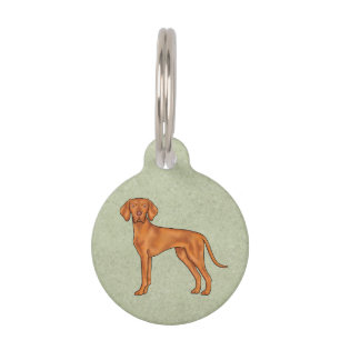 Placa Para Mascotas Vizsla Húngaro Perro Pointer Lindo De Pie Verde