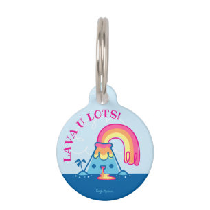 Placa Para Mascotas Volcán Kawaii