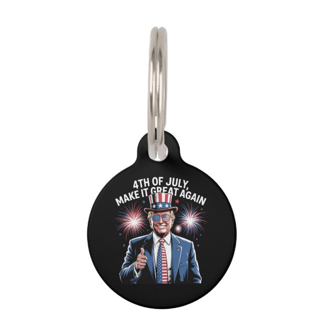 Placa Para Mascotas Volver A Hacer El 4 De Julio Grande A Trump Patrió (Anverso)