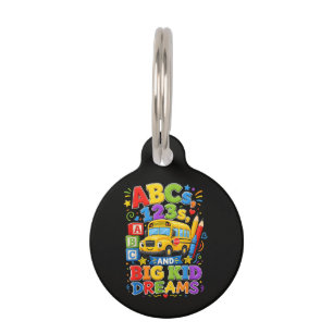 Placa Para Mascotas Volver a la Escuela Primer Día Grandes Sueños de N