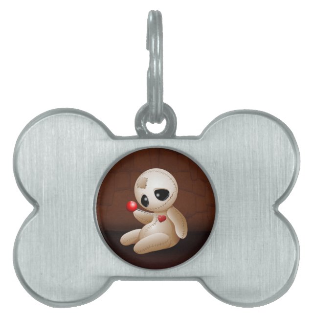 Placa Para Mascotas Voodoo Doll Personalizado enamorado (Frente)