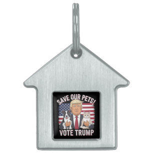 Placa Para Mascotas Vota Trump Salva a Nuestros Animales Perros Gatos 
