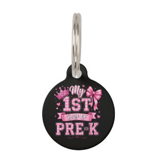 Placa Para Mascotas Vuelta al cole Mi primer día de preescolar lazo ro