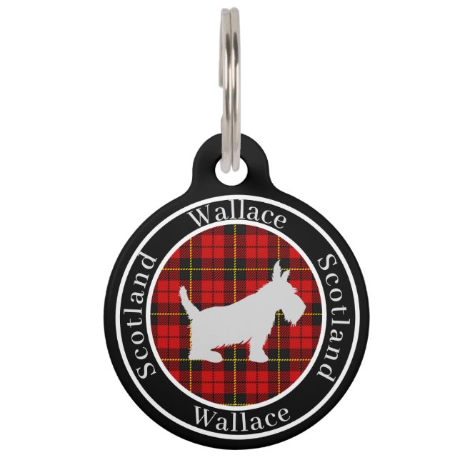 Placa Para Mascotas Wallace Tartan & Scottie Dog Personalizado (Anverso)