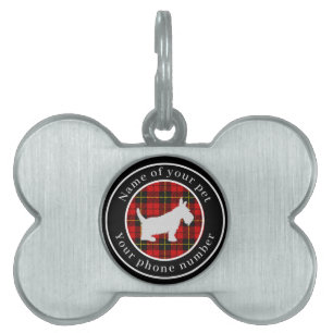 Placa Para Mascotas Wallace Tartan Scottie Dog Personalizado
