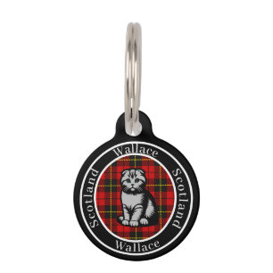 Placa Para Mascotas Wallace Tartán y Gatito Escocés Personalizado
