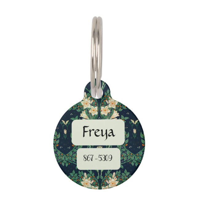 Placa Para Mascotas Walter Crane "Francesca" Botánico Personalizado (Anverso)