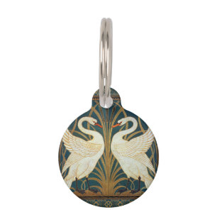 Placa Para Mascotas Walter Crane Swan, Rush E Iris Art Nouveau