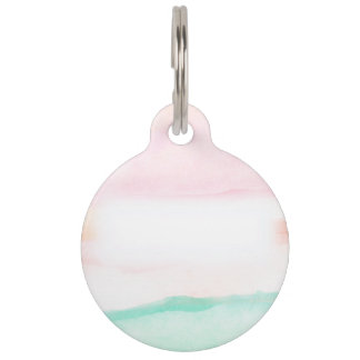 Placa Para Mascotas Watercolor Floral Pet Tag | Pink, Green & Peach 