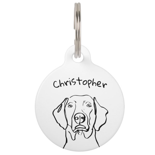 Placa Para Mascotas Weimaraner con estilo: tu texto, tu estilo (Anverso)