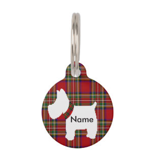 Placa Para Mascotas Westie Light Red Tan Tartán