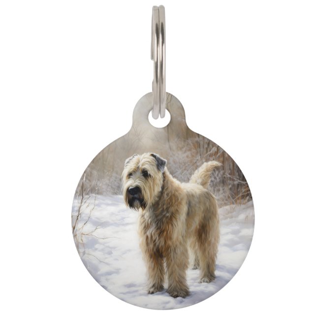 Placa Para Mascotas Wheaten Terrier Let It Snow Navidades (Anverso)