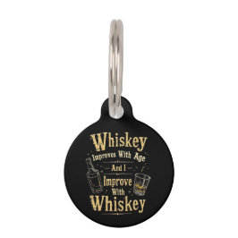 Placa Para Mascotas Whiskey mejora con la edad, mejoro con Whiskey