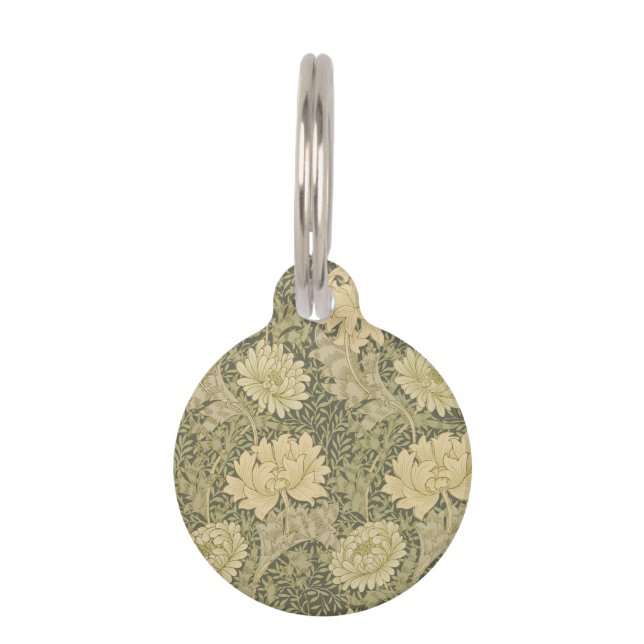 Placa Para Mascotas William Morris Chrysanthemum Sage Flower (Anverso)