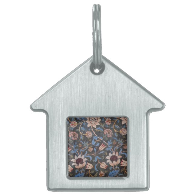 Placa Para Mascotas William Morris Evenlode Arte Textil Floral (Frente)