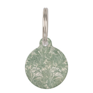 Placa Para Mascotas William Morris Verde Salvia Estampado de Tulipán: 