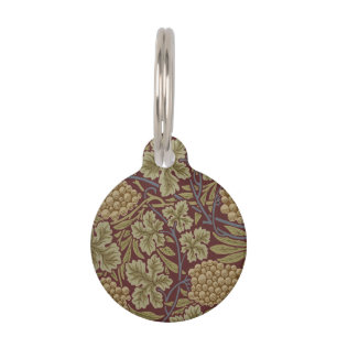 Placa Para Mascotas William Morris Vine Grape Red Green Art