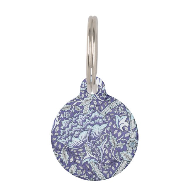 Placa Para Mascotas William Morris Windrush flores azules florales (Anverso)