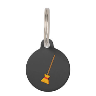 Placa Para Mascotas Witch Broom   Añadir nombre