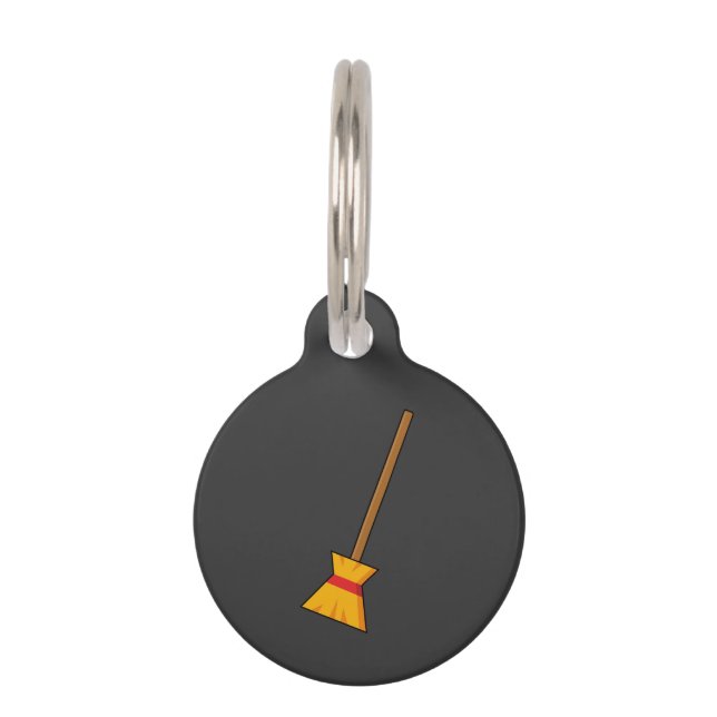 Placa Para Mascotas Witch Broom | Añadir nombre (Anverso)