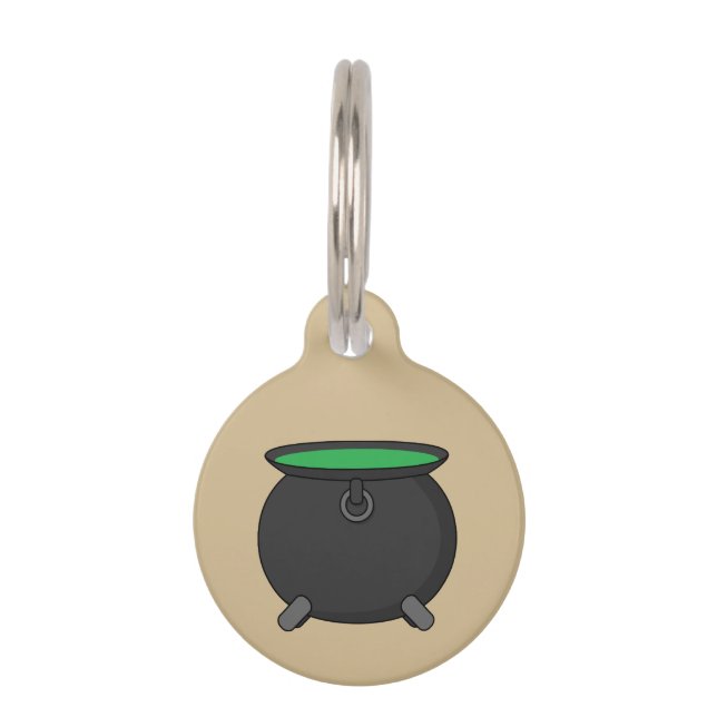 Placa Para Mascotas Witch Cauldron | Añadir nombre (Anverso)