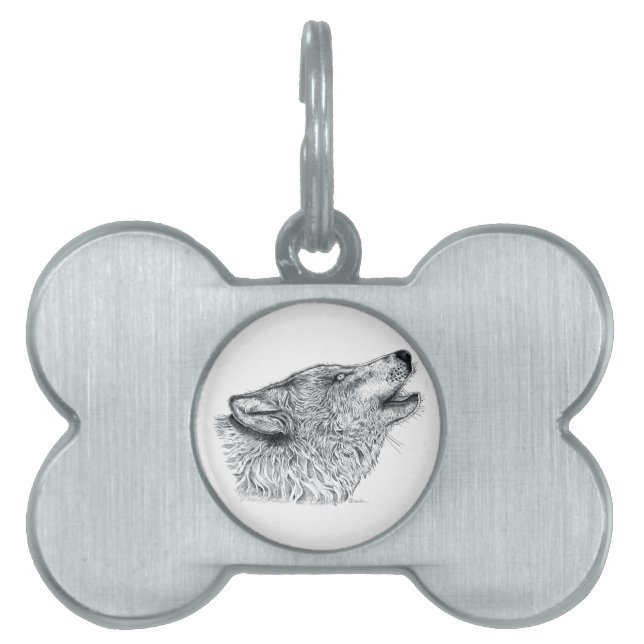 Placa Para Mascotas Wolf Love (Frente)