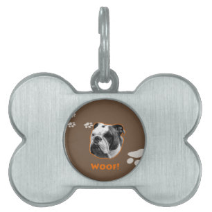 Placa Para Mascotas Woof, Bulldog inglés