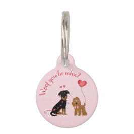 Placa Para Mascotas Woof You Be Mine Valentine Dogs