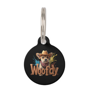 Placa Para Mascotas Woofdy Divertido Vaquero Perro en Texas