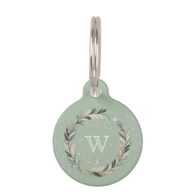 Placa Para Mascotas Wreath de invierno encantado (Anverso)