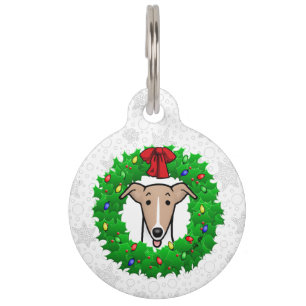 Placa Para Mascotas Wreath & Lights Whippet - Amanecer y blanco