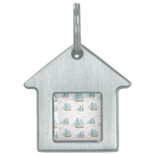 Placa Para Mascotas Yates de verano con velero