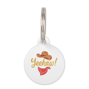 Placa Para Mascotas Yeehaw Cowboy Cowgirl Rodeo de campo occidental