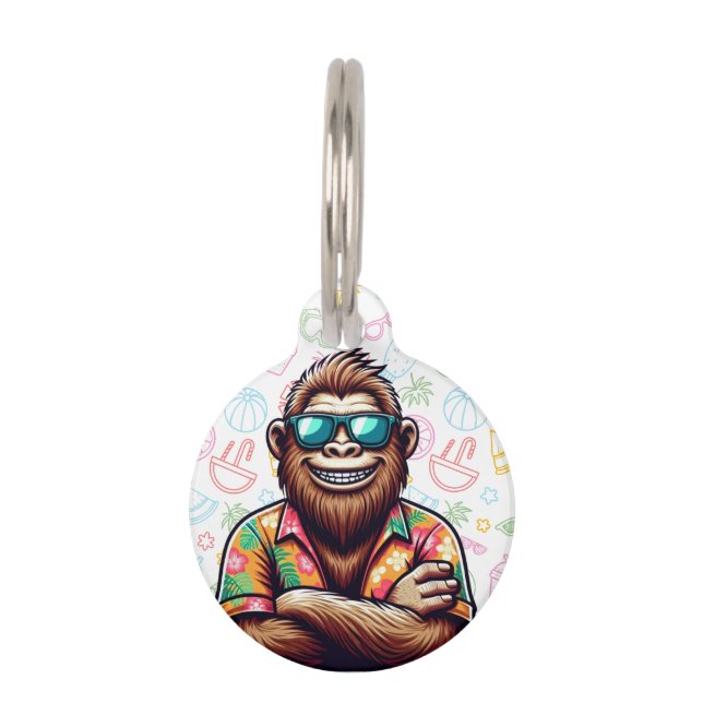 Placa Para Mascotas Yeti tropical/playa/pie de playa (Anverso)