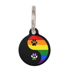 Placa Para Mascotas Yin-Yang Genderqueer Round Pet Tag