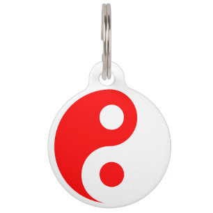 Placa Para Mascotas Yin Yang rojo y blanco