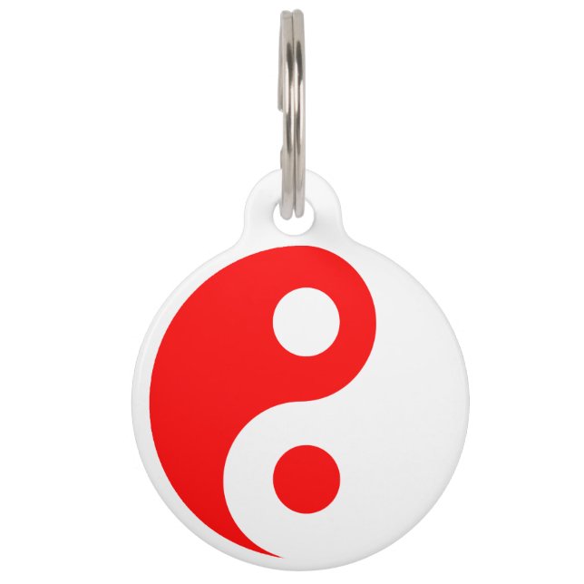 Placa Para Mascotas Yin Yang rojo y blanco (Anverso)