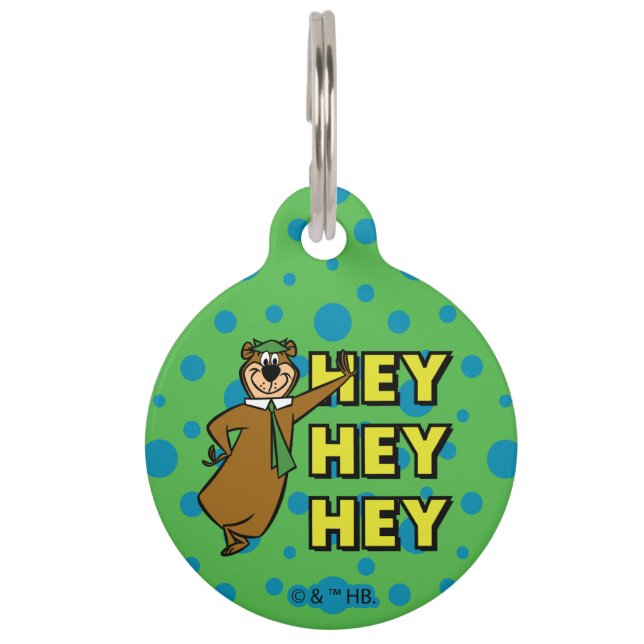 Placa Para Mascotas Yogi Bear Hey Hey (Anverso)
