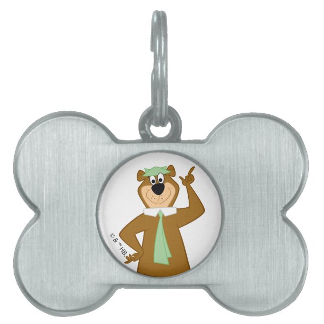 Placa Para Mascotas Yogi "Más Inteligente Que El Oso Medio" (Frente)