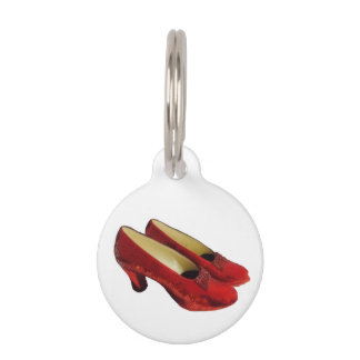 Placa Para Mascotas Zapatos de zapatillas rojas rubí Etiqueta redonda 