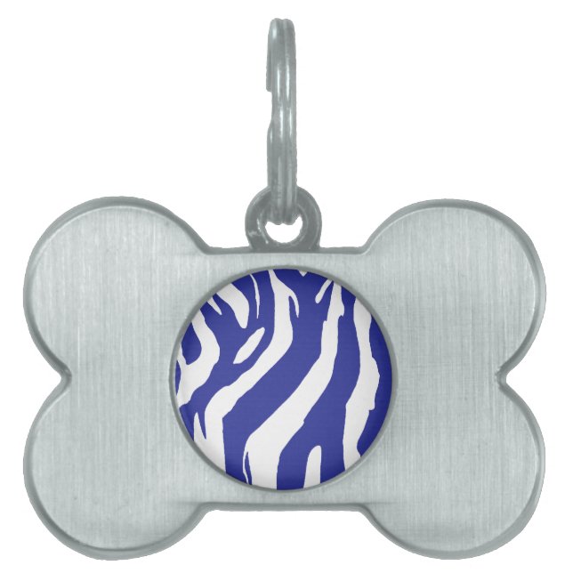 Placa Para Mascotas Zebra azul (Frente)