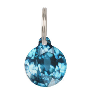 Placa Para Mascotas Zircon azul cristalino diciembre Birthstone de la