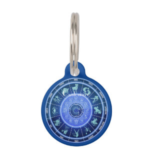Placa Para Mascotas Zodiac Sun Rótulo Astrología Calendario Thunder_