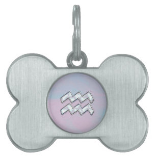 Placa Para Mascotas Zodiaco del acuario en estilo nacarado