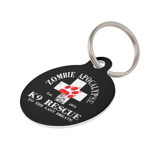 Placa Para Mascotas Zombie Apocalypse K9 Rescue Saving Dogs (Lateral)