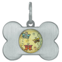 Placa Para Mascotas Zuni Butterfly Folk Art
