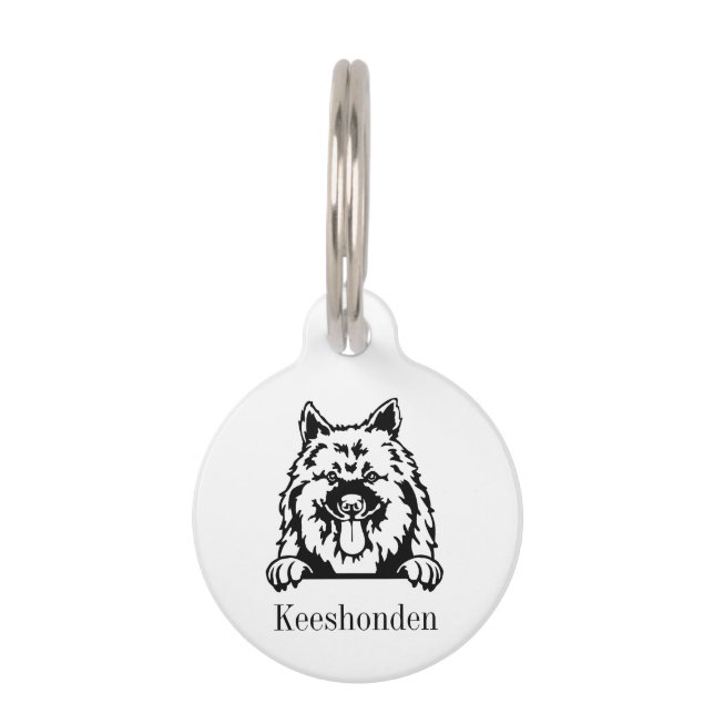 Placa personalizada con nombre para perro Keeshond (Anverso)
