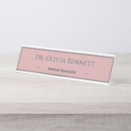 Placa Personalizada de Nombre en Rosa Polvoriento 